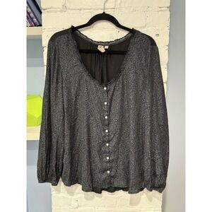 Anthropologie Dolan Marilyn Leopard Print Top Size‎ XL Long Sleeve Silky Womens